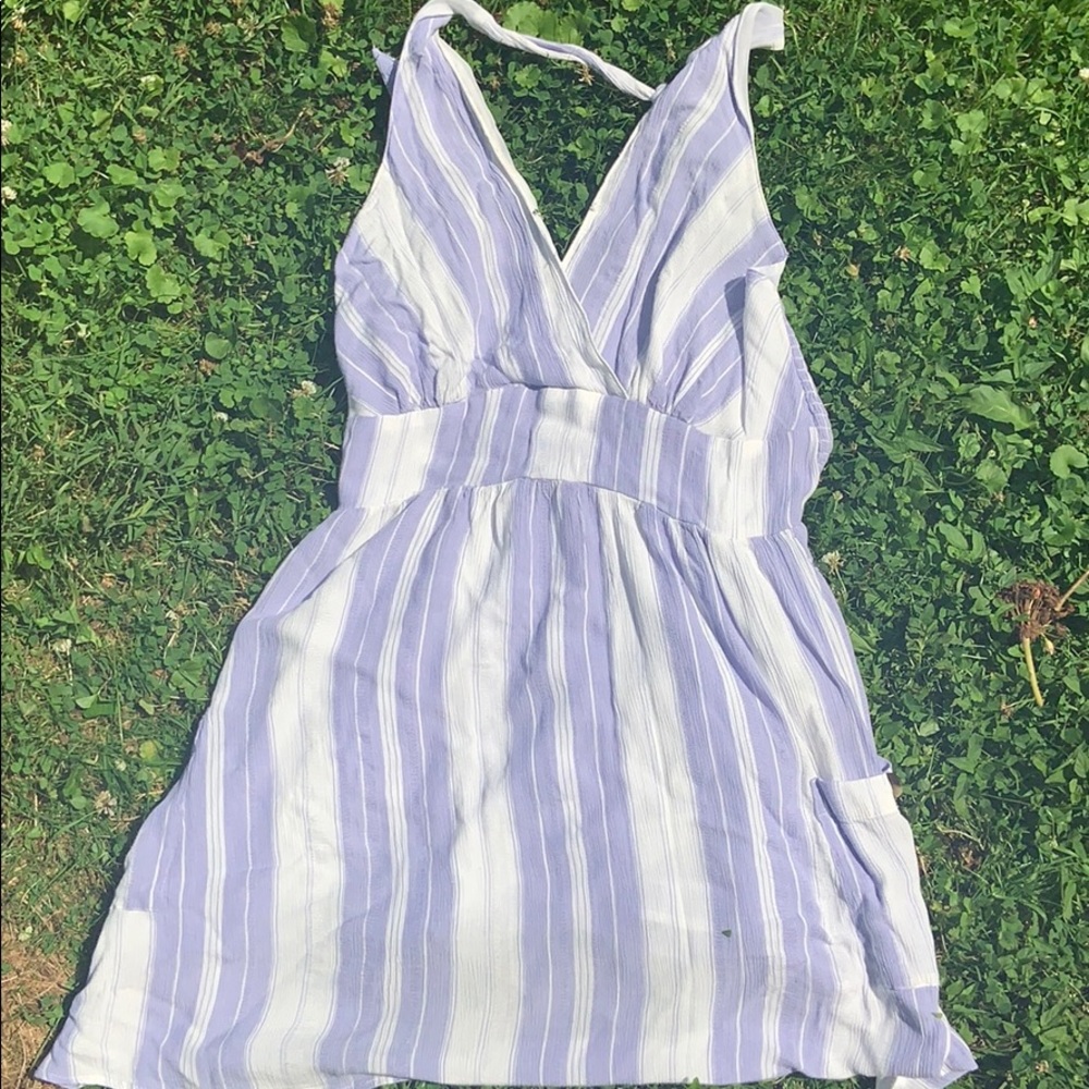 American Eagle purple and white striped dress